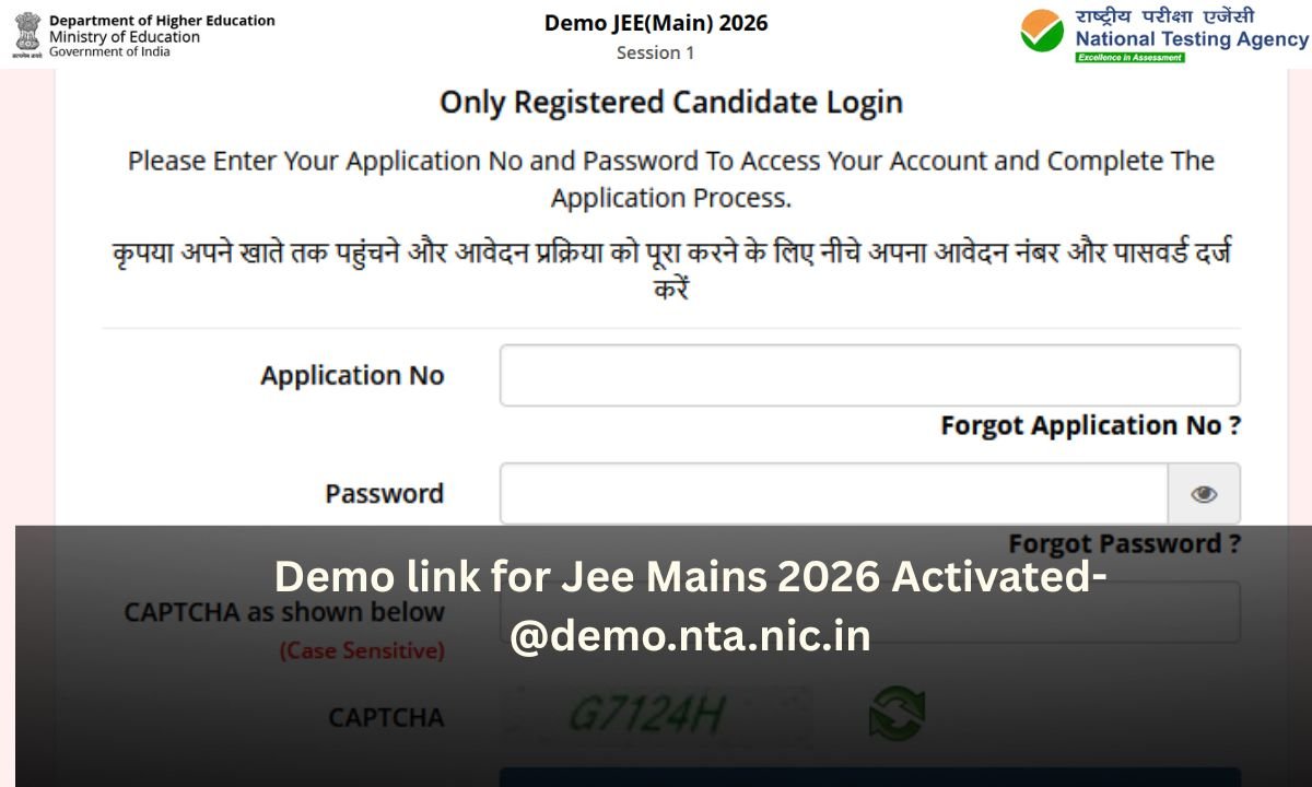 Demo link for Jee Mains 2026 Activated